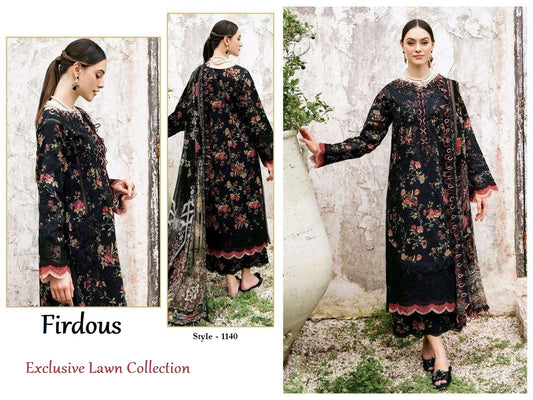 Firdous Exclusive Pakistani Designer Pure Cotton Embroidered Suit