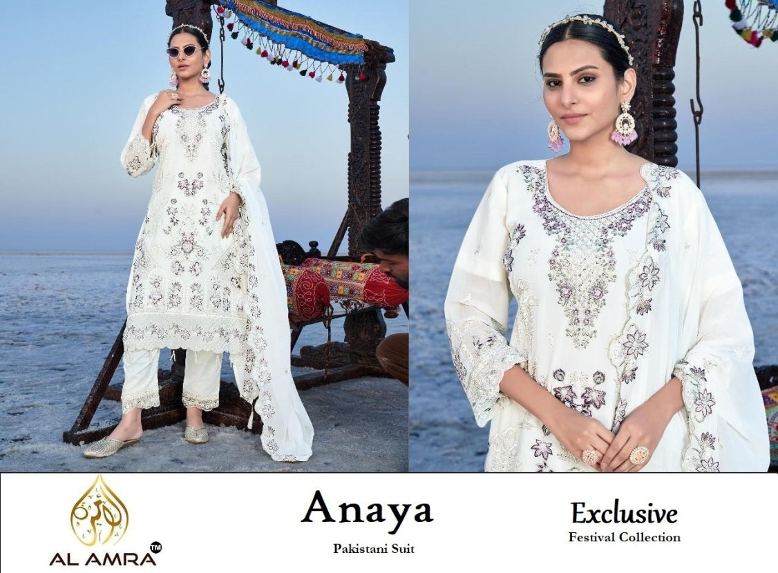 Anaya Exclusive Pakistani Designer White Festive & Party Wear Suit
