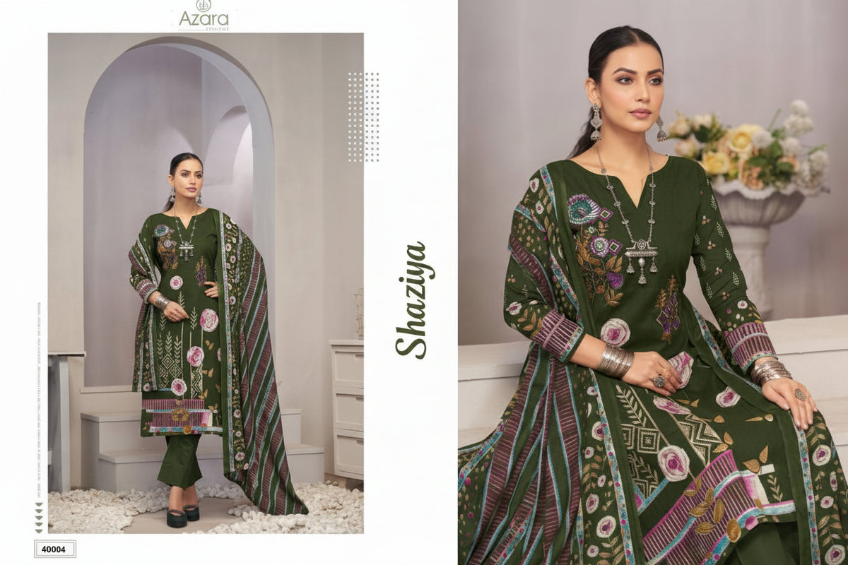 Shaziya Pakistani Designer Pure Premium Embroidered Lawn Cotton Suit