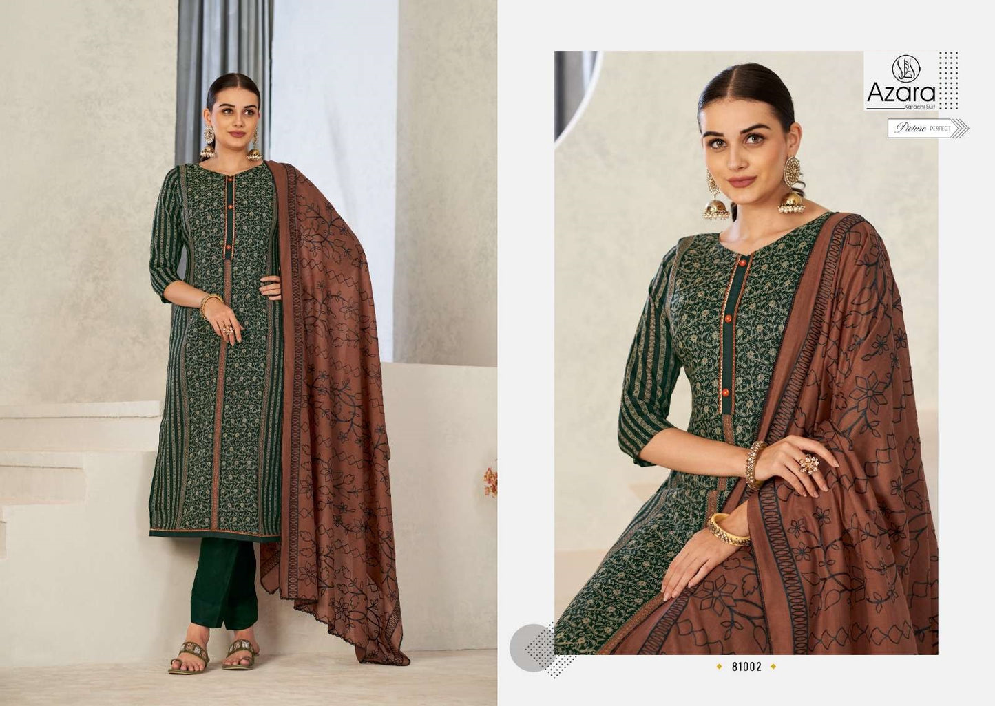 Azara Pakistani Designer Classic Pure Cotton Embroidered Suit