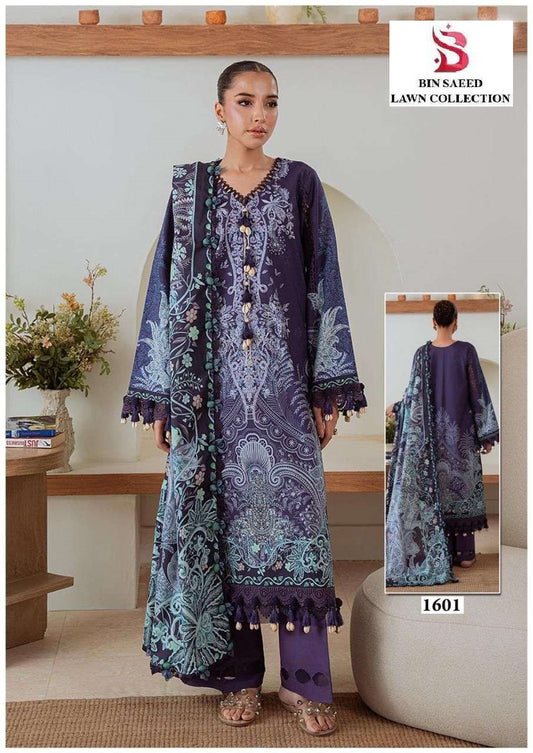 Bin Saeed Pakistani Designer Hit Printed Lawn Cotton Suit - AliShaif