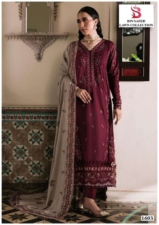 Bin Saeed Pakistani Designer Hit Printed Lawn Cotton Suit - AliShaif
