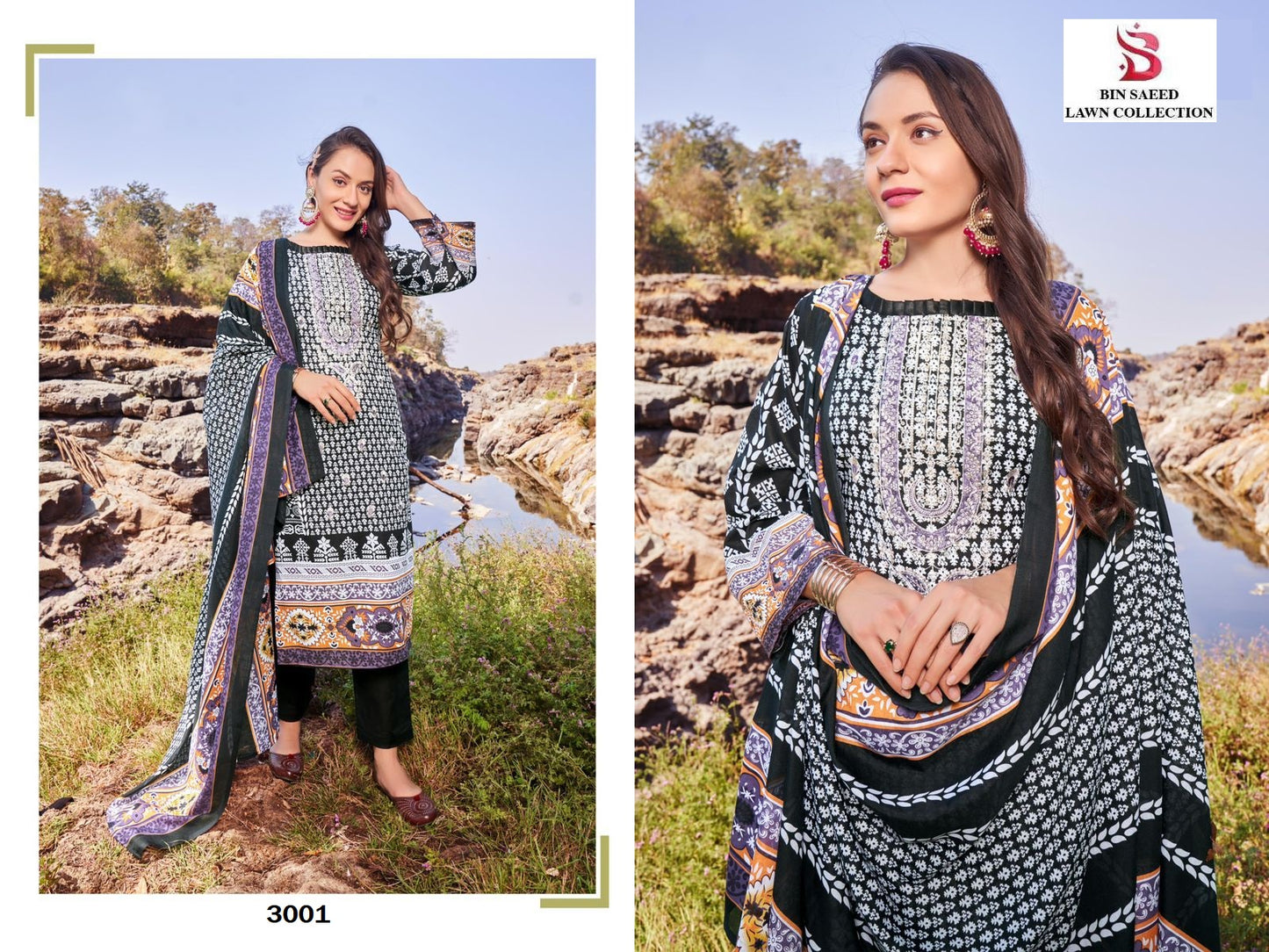 Bin Saeed Pakistani Designer Luxury Hit Embroidered Lawn Suit