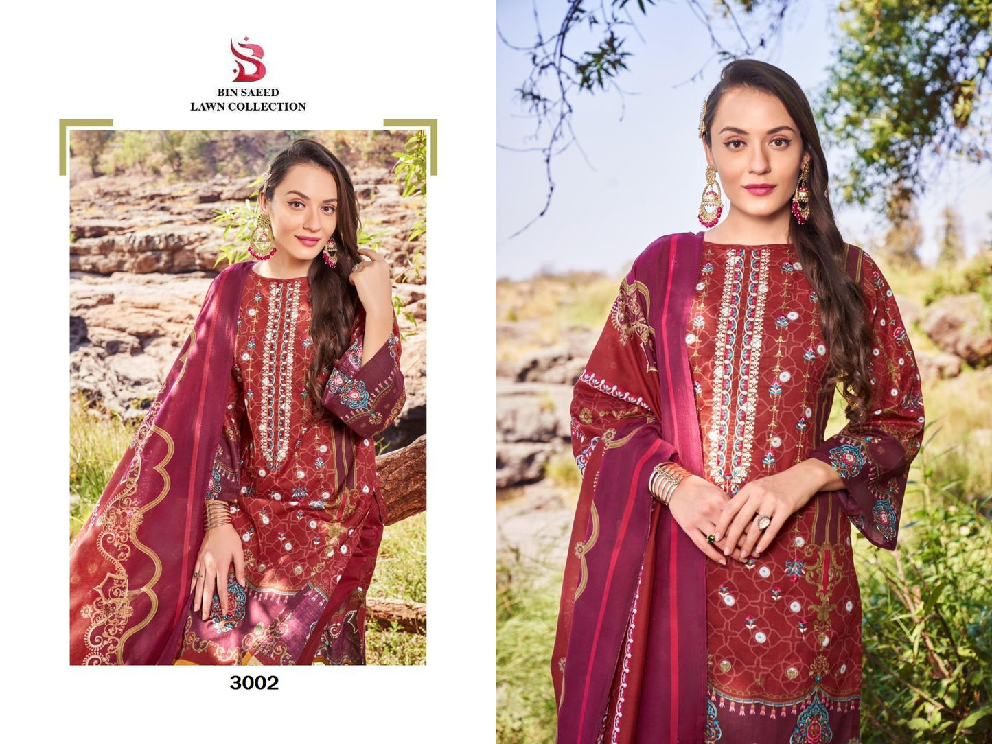 Bin Saeed Pakistani Designer Luxury Hit Embroidered Lawn Suit