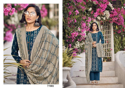 Azara Pakistani Designer Pure Cotton Embroidered Classic Shalwar Suit
