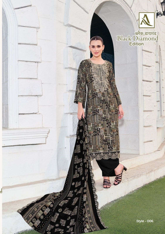 Black Diamond Pakistani Designer Embroidered Rayon Lawn Suit