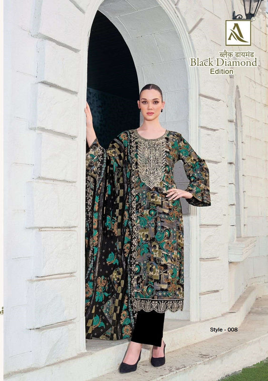 Black Diamond Pakistani Designer Embroidered Rayon Lawn Suit