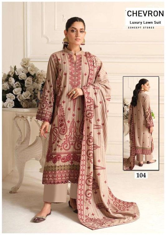Chevron Pakistani Designer Pure Lawn Cotton Printed Suit