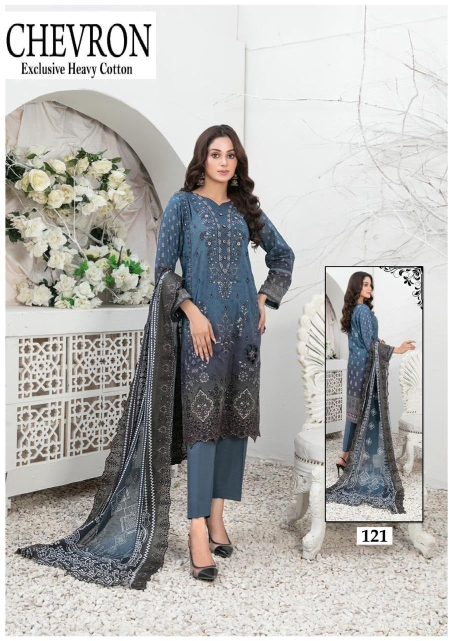 Chevron Pakistani Designer Pure Lawn Cotton Printed Suit