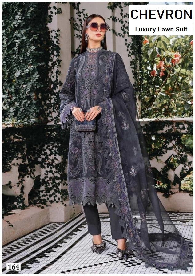 Chevron Pakistani Designer Pure Lawn Cotton Printed Suit