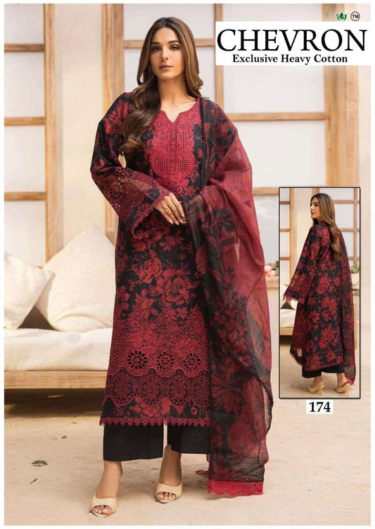 Chevron Pakistani Designer Pure Lawn Cotton Printed Suit