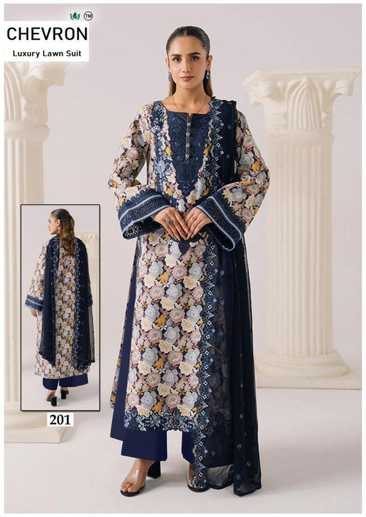 Chevron Pakistani Designer Pure Lawn Cotton Printed Suit