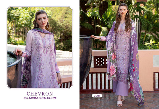 Chevron Pakistani Designer Pure Cotton Embroidered Lawn Suit