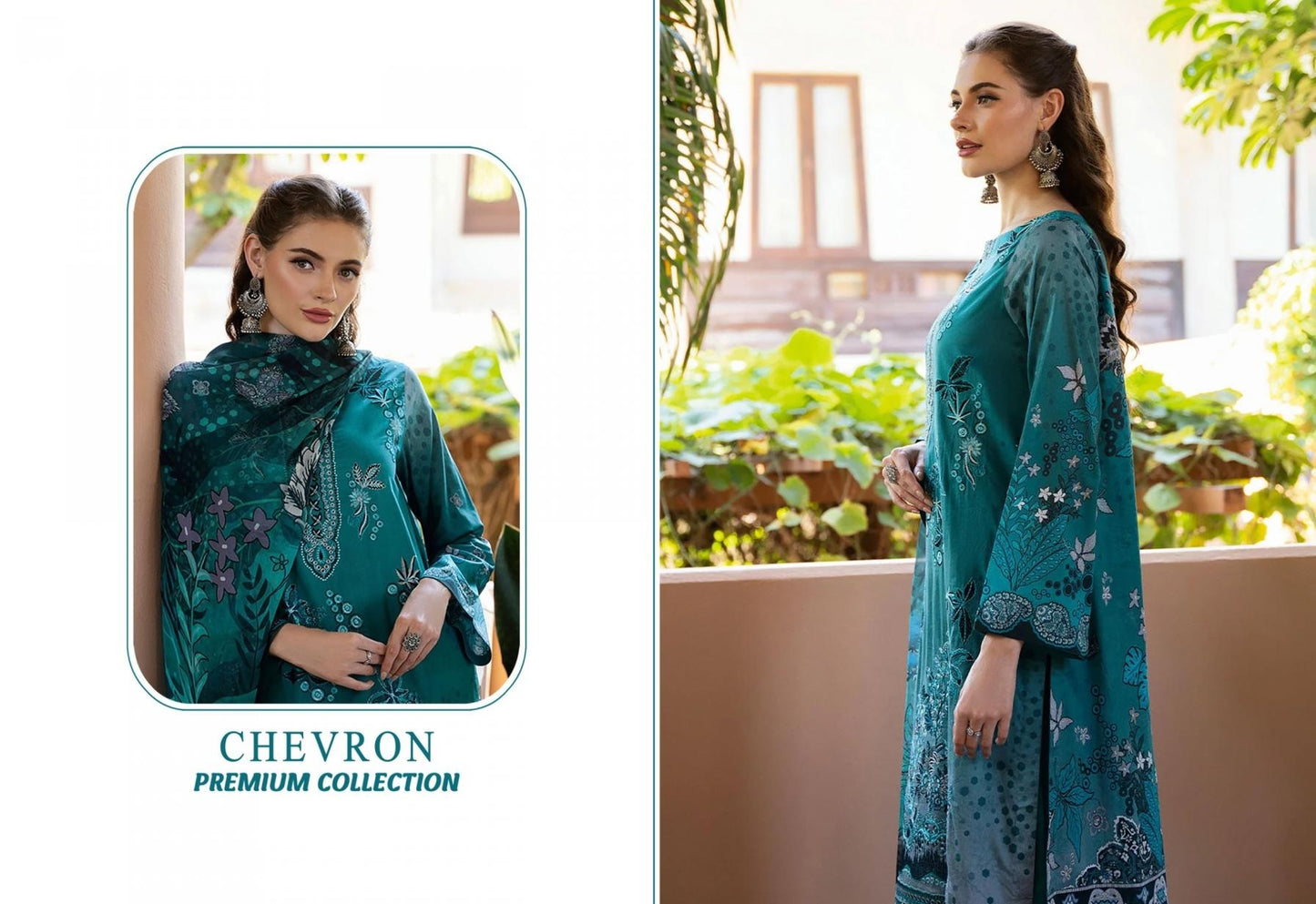 Chevron Pakistani Designer Pure Cotton Embroidered Lawn Suit