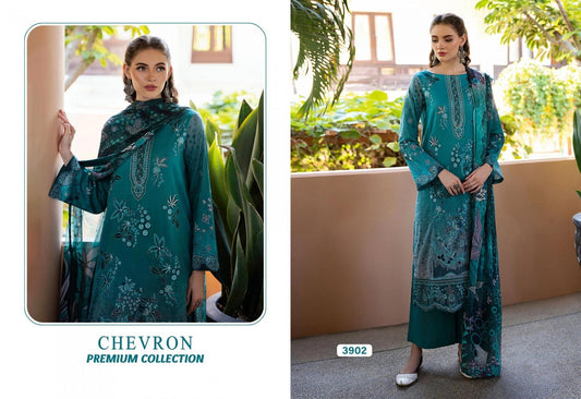 Chevron Pakistani Designer Pure Cotton Embroidered Lawn Suit