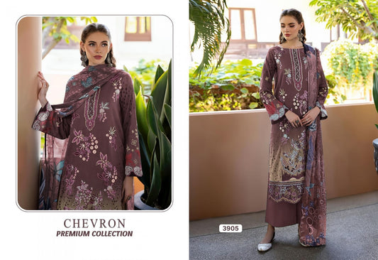 Chevron Pakistani Designer Pure Cotton Embroidered Lawn Suit