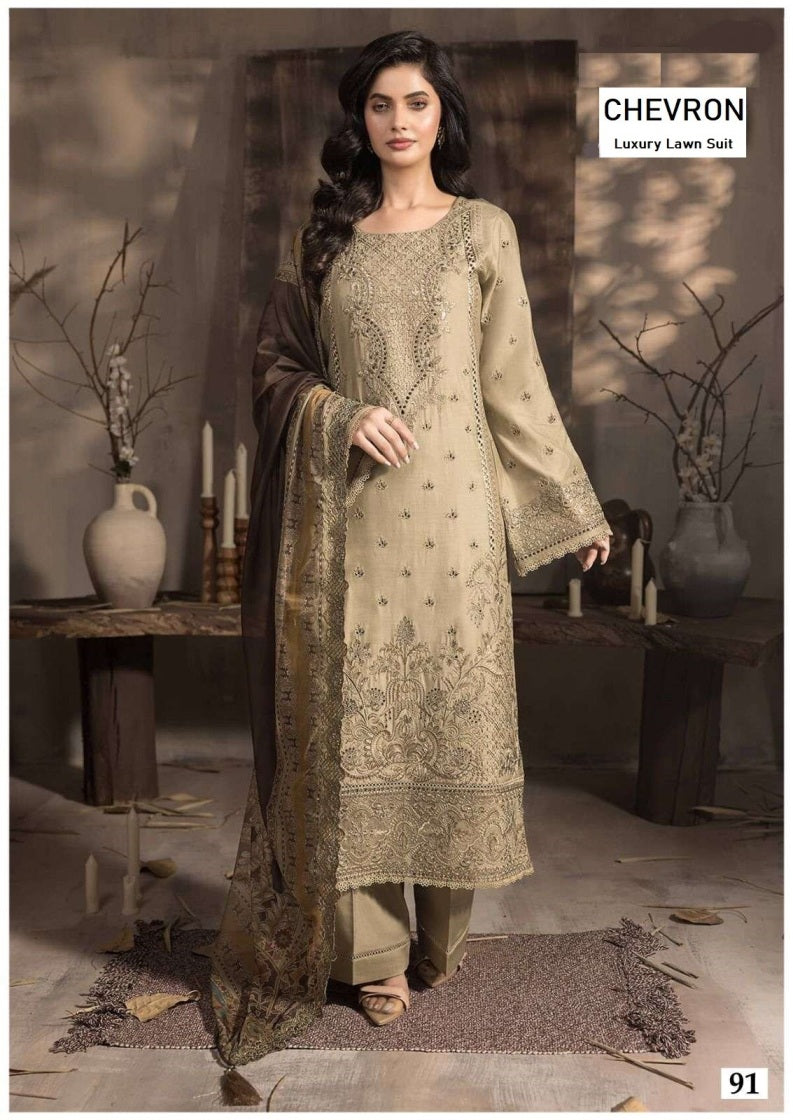 Chevron Pakistani Designer Pure Lawn Cotton Printed Suit