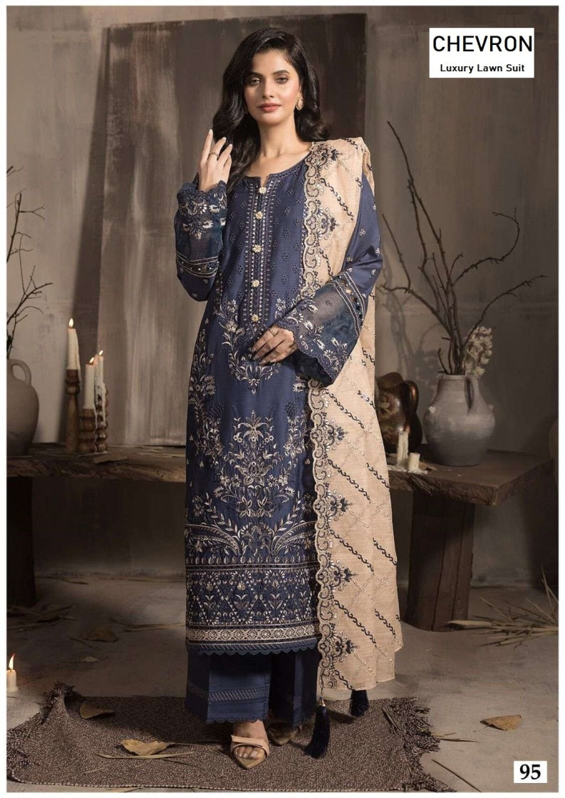 Chevron Pakistani Designer Pure Lawn Cotton Printed Suit