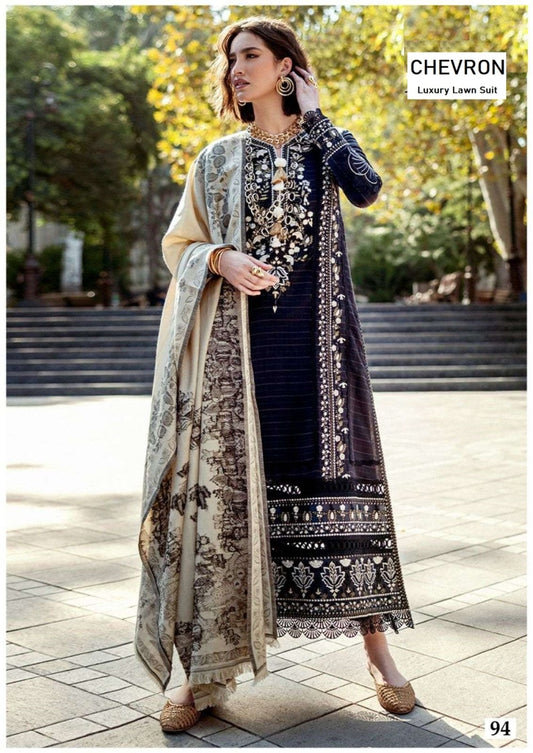 Chevron Pakistani Designer Pure Lawn Cotton Printed Suit
