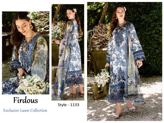 Firdous Exclusive Pakistani Designer Pure Cotton Embroidered Suit