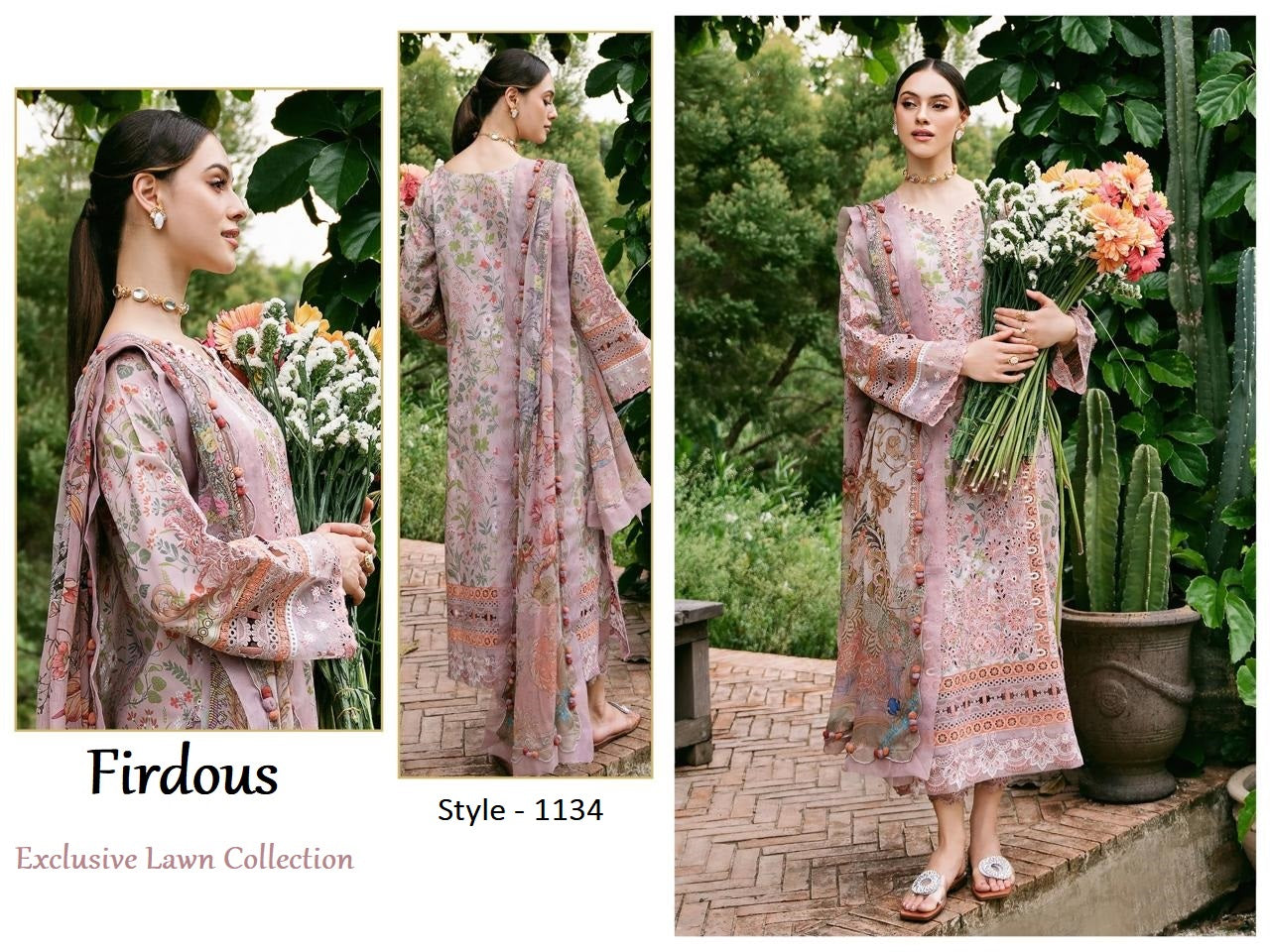 Firdous Exclusive Pakistani Designer Pure Cotton Embroidered Suit