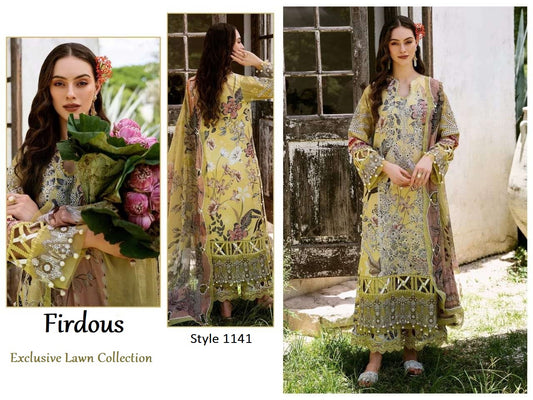 Firdous Exclusive Pakistani Designer Pure Cotton Embroidered Suit