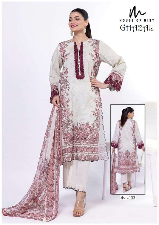 Ghazal Pakistani Designer Pure Cotton Printed Shalwar Suit