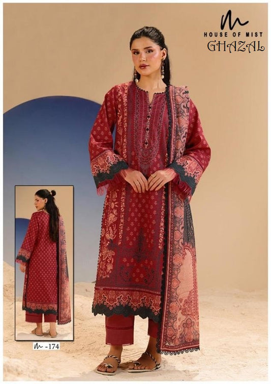 Ghazal Pakistani Designer Pure Cotton Printed Shalwar Suit