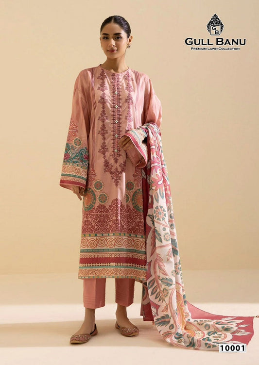 Gull Banu Pakistani Designer Pure Lawn Cotton Printed Suit