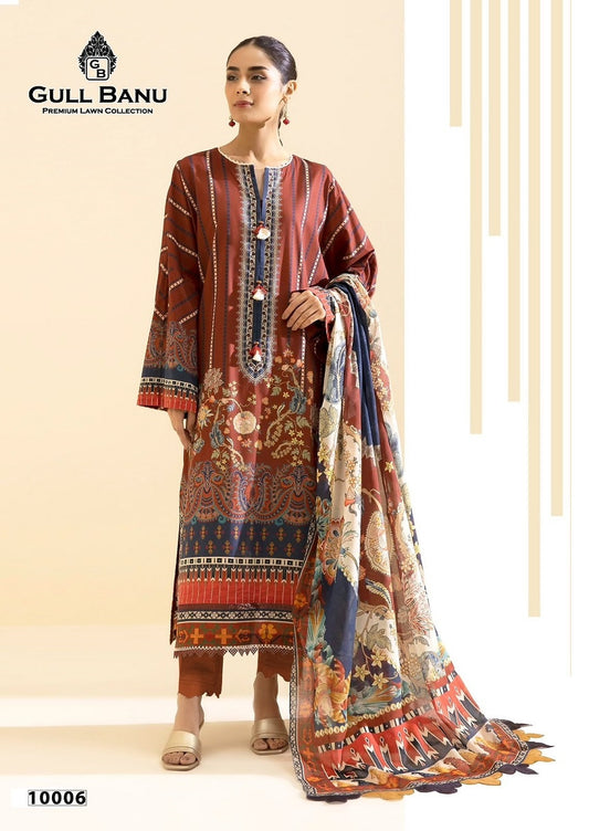 Gull Banu Pakistani Designer Pure Lawn Cotton Printed Suit