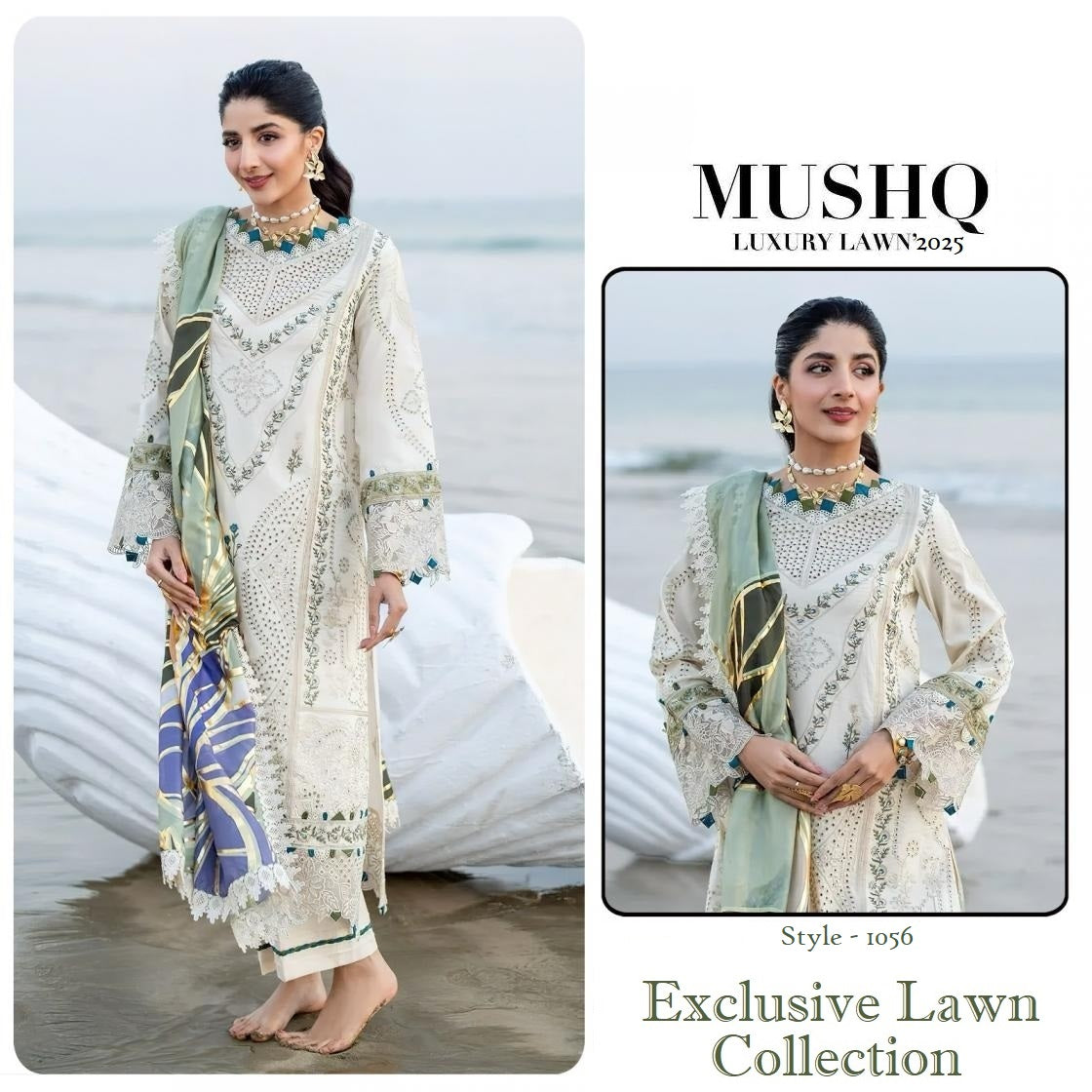 Mushq Pakistani Designer Premium Hit Embroidered Lawn Suit