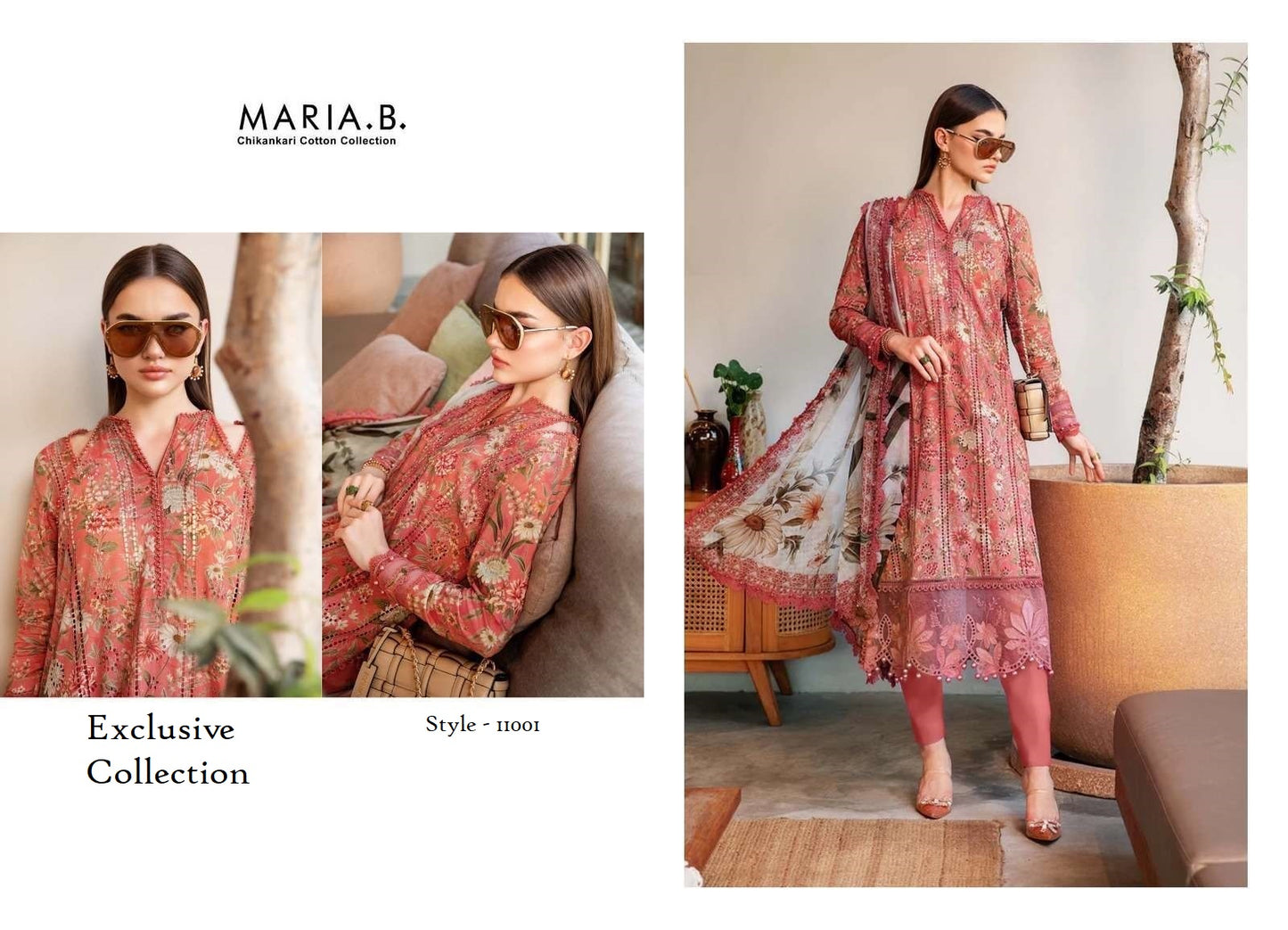 Maria B Pakistani Designer Luxury Pure Cotton Embroidered Lawn Suit