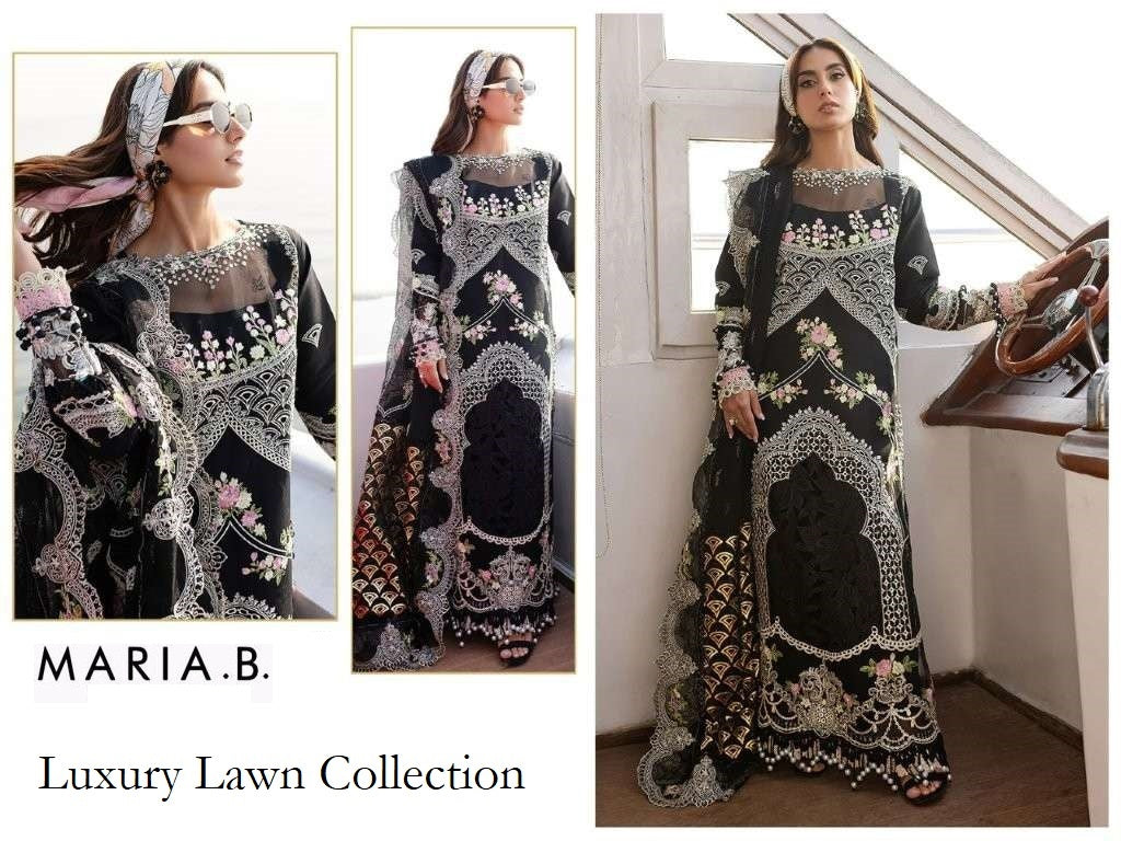 Maria B Pakistani Designer Luxury Embroidered Lawn Suit - AliShaif