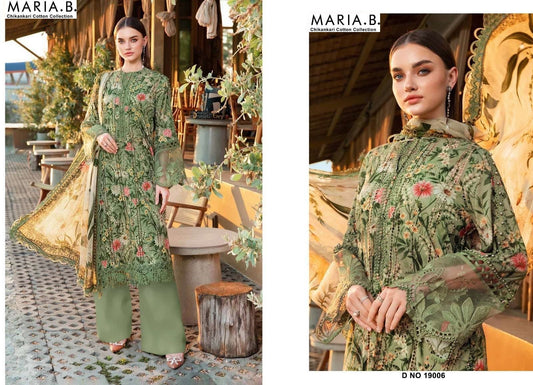 Maria B Pakistani Designer Luxury Pure Cotton Embroidered Lawn Suit