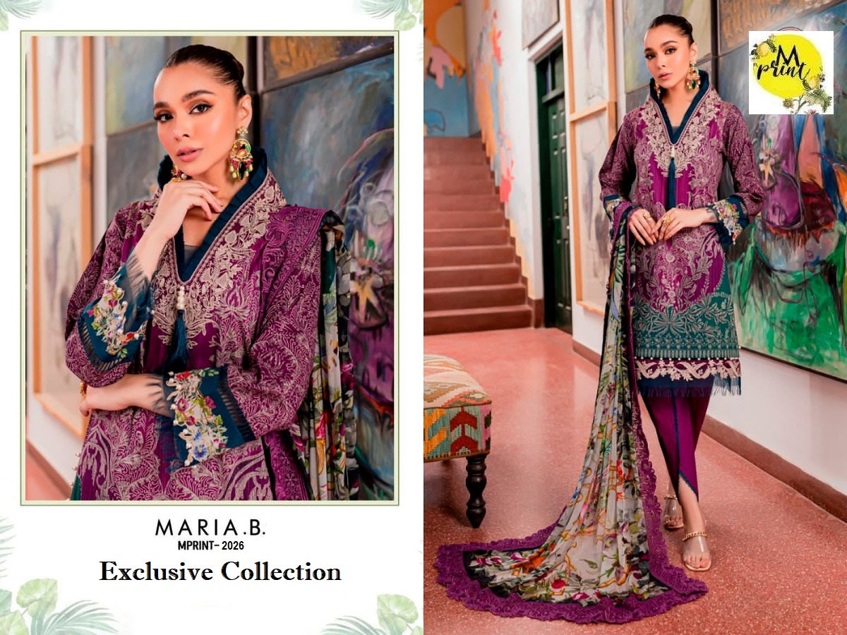 Maria B Mprint Pakistani Designer Stylish Embroidered Lawn Suit
