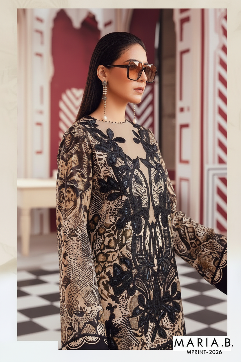 Maria B Mprint Pakistani Designer Stylish Embroidered Lawn Suit