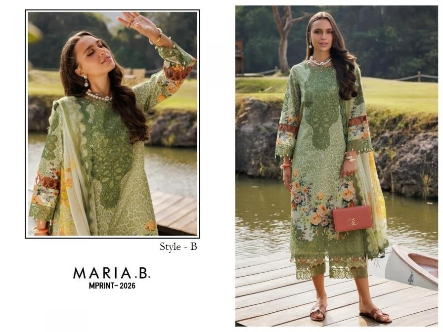 Maria B Mprints Pakistani Designer Stylish Embroidered Lawn Suit