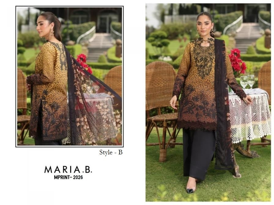 Maria B Mprints Pakistani Designer Stylish Embroidered Lawn Suit