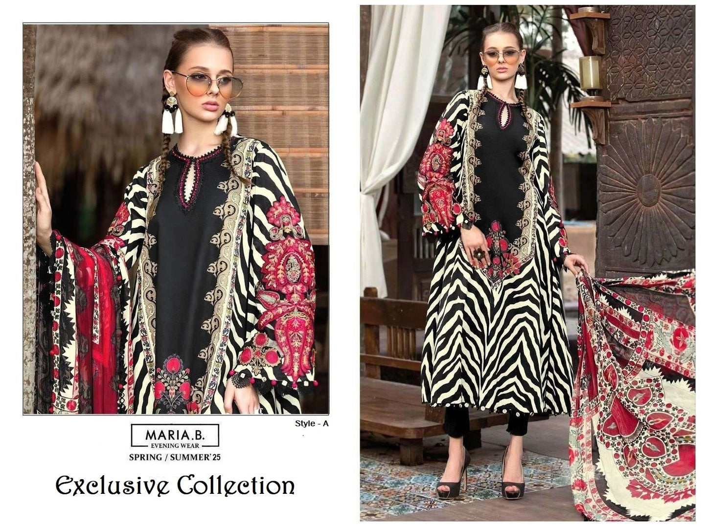 Maria B Pakistani Designer Pure Cotton Embroidered Dress