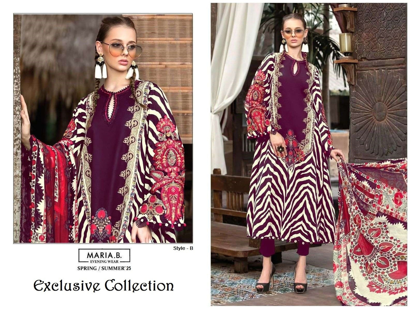 Maria B Pakistani Designer Pure Cotton Embroidered Dress