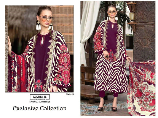 Maria B Pakistani Designer Pure Cotton Embroidered Dress