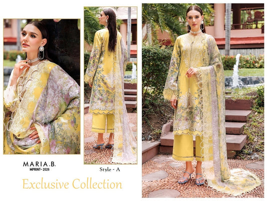 Maria B Mprints Pakistani Designer Stylish Hit Embroidered Lawn Suit