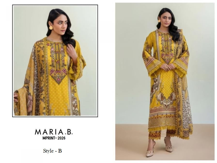Maria B Mprints Pakistani Designer Stylish Embroidered Lawn Suit