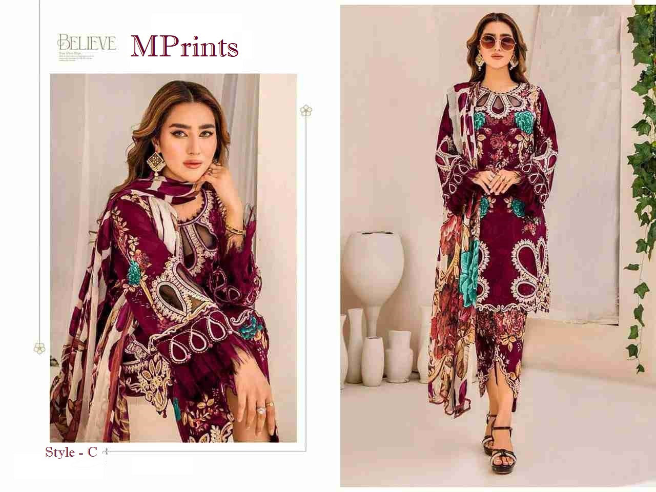 Mprints Pakistani Designer Stylish Hit Embroidered Lawn Suit