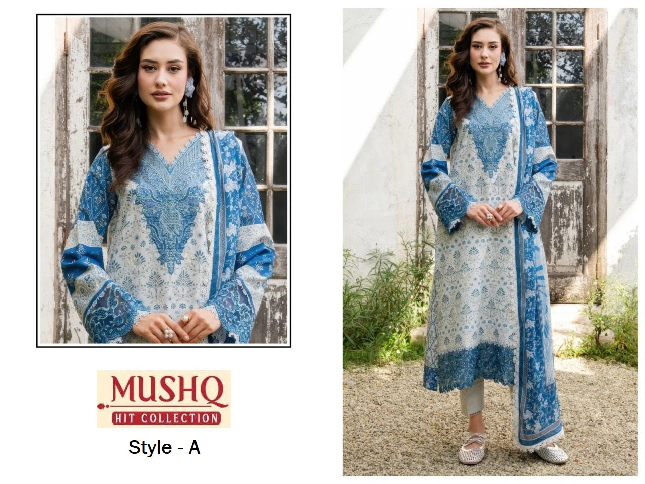 Mushq Exclusive Pakistani Designer Pure Cotton Embroidered Suit