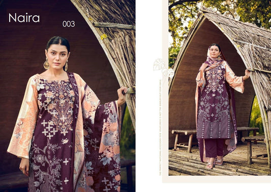 Naira Exclusive Pakistani Designer Pure Cotton Embroidered Suit