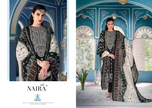 Naira Pakistani Designer Hit Pure Cotton Embroidered Dress