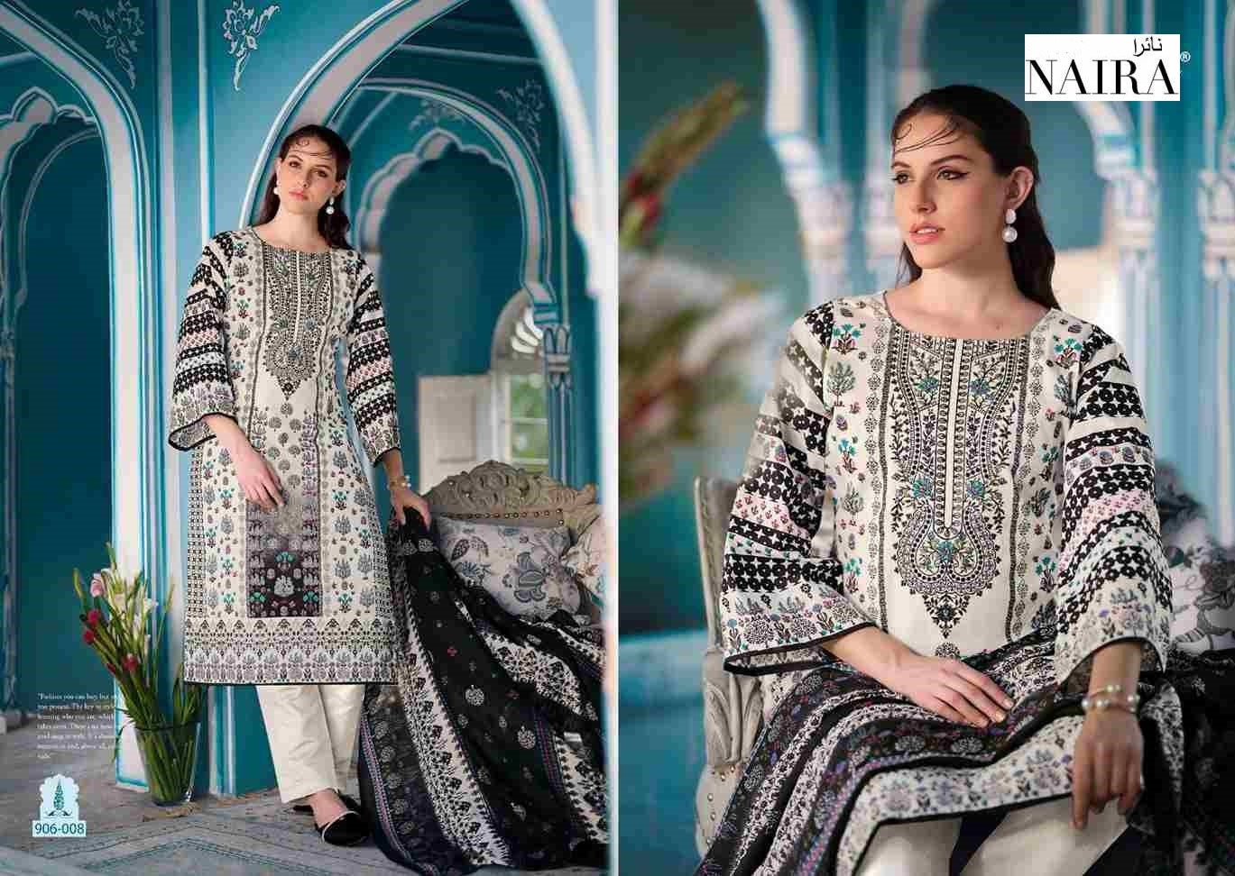 Naira Pakistani Designer Hit Pure Cotton Embroidered Dress