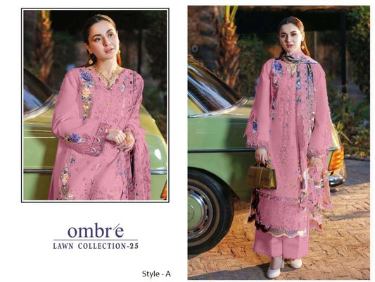 Ombre Pakistani Designer Stylish Super Hit Embroidered Lawn Suit