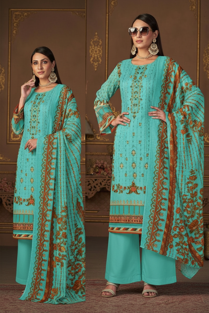 Queen's Court Pakistani Designer Hit Color Embroidered Lawn Suit